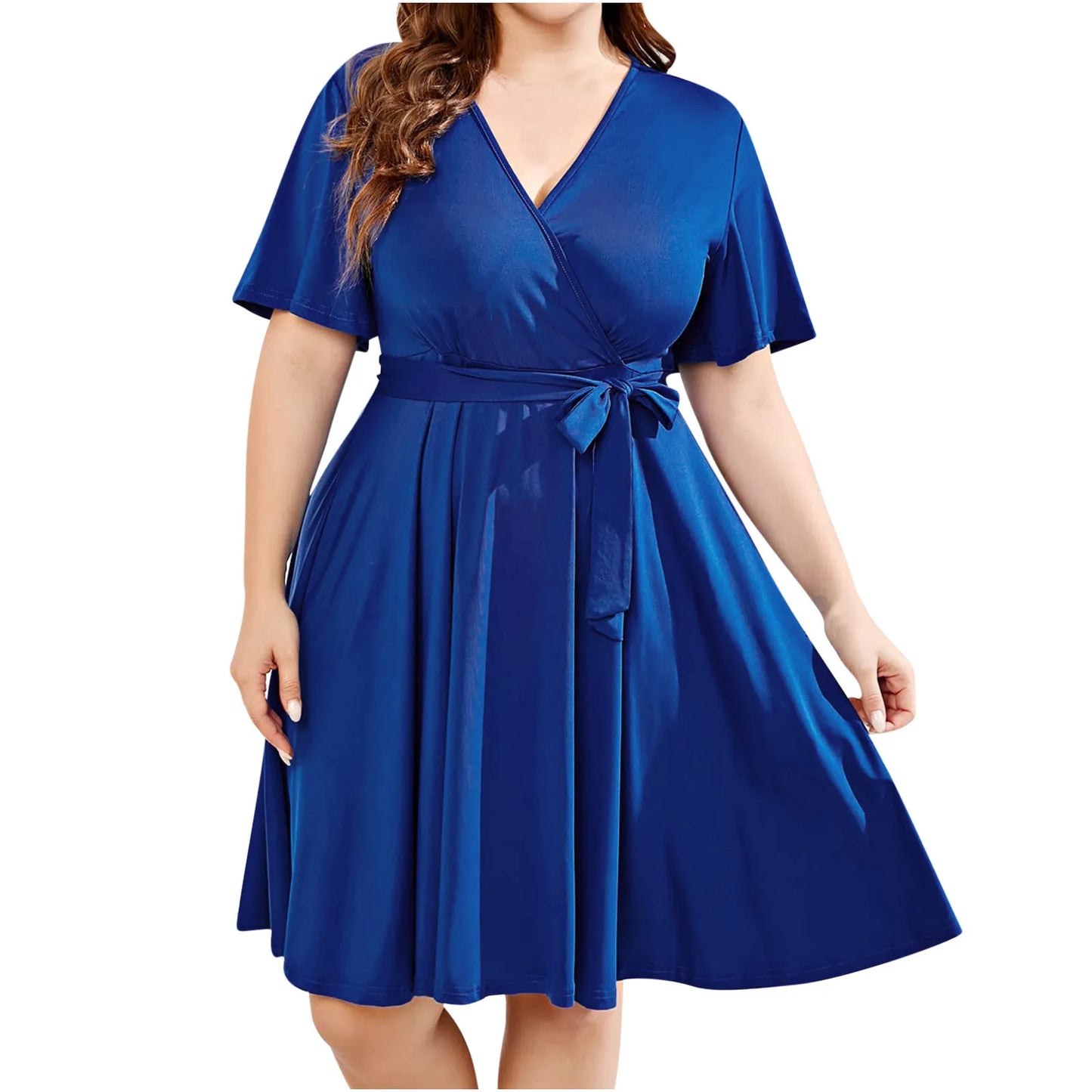 2023 Ladies Elegant French Midi Dresses Large Plus Size Sexy V-neck Casual Vintage White Dress Evening Women Clothing 4XL 5XL