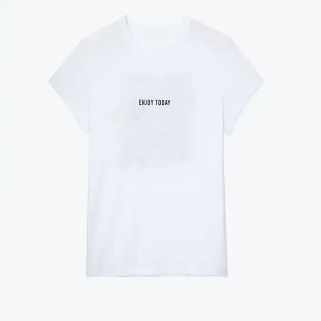 2023 Spring Summer New Women T-shirt Back Color Letter Pattern White Short Sleeve(size Only Have S.M,L)