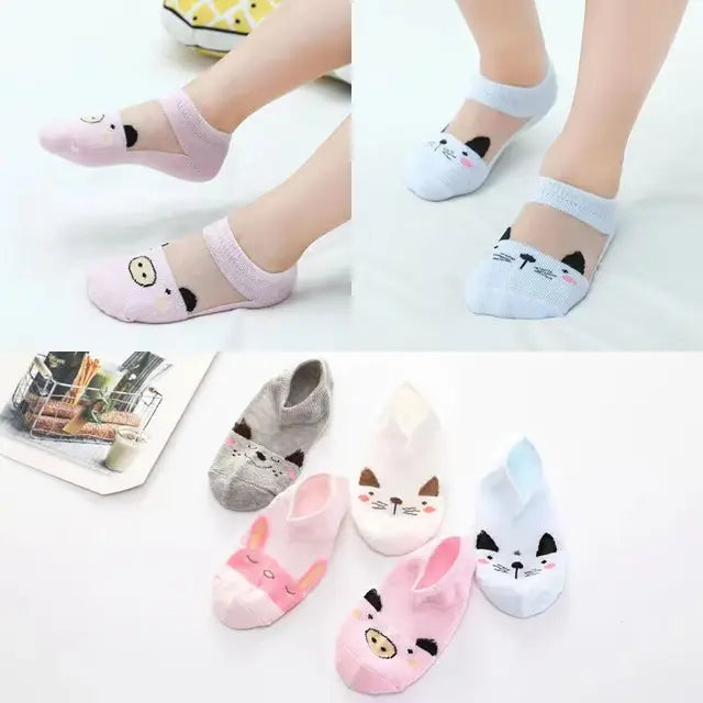 2-5 Pairs Summer Woman Silk Socks Ankle Lace Ultra-thin Girl's Transparent Glass Fiber Fashion Daisy Flower Harajuku Cute Style