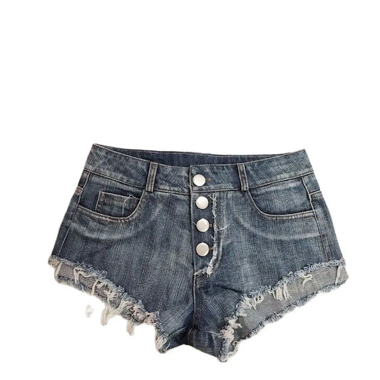 2021 New Sexy Button Denim Shorts Jeans Skinny Solid Shorts Blue Black S M L Summer Style