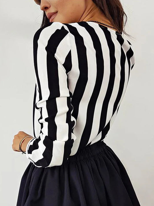 2023 New Blouse Women Casual Striped Top Shirts Blouses Female Loose Blusas Autumn Fall Casual Ladies Office Blouses Top Sexy
