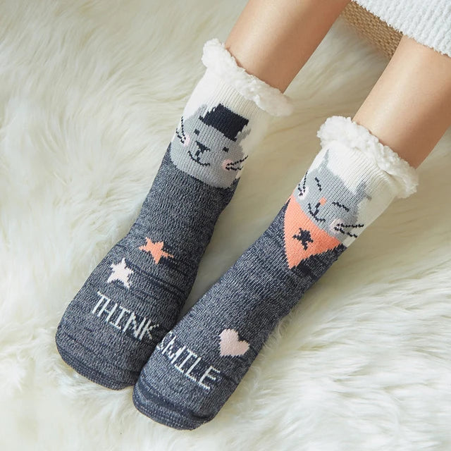 2023 New Cute Warm Socks Thicken Plus Cotton Winter Women Socks Christmas Kawaii Stocking Xmas Gift Home Floor Room Funny Sock