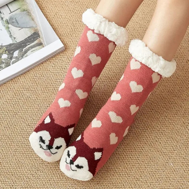 2023 New Cute Warm Socks Thicken Plus Cotton Winter Women Socks Christmas Kawaii Stocking Xmas Gift Home Floor Room Funny Sock