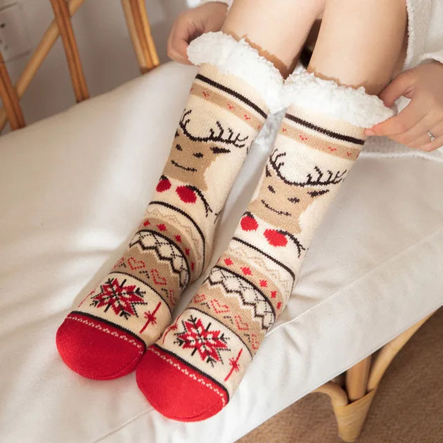 2023 New Cute Warm Socks Thicken Plus Cotton Winter Women Socks Christmas Kawaii Stocking Xmas Gift Home Floor Room Funny Sock