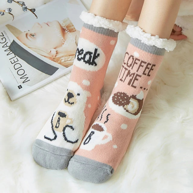 2023 New Cute Warm Socks Thicken Plus Cotton Winter Women Socks Christmas Kawaii Stocking Xmas Gift Home Floor Room Funny Sock