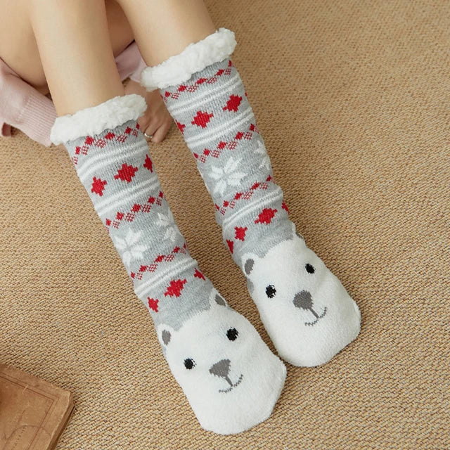 2023 New Cute Warm Socks Thicken Plus Cotton Winter Women Socks Christmas Kawaii Stocking Xmas Gift Home Floor Room Funny Sock