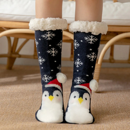 2023 New Cute Warm Socks Thicken Plus Cotton Winter Women Socks Christmas Kawaii Stocking Xmas Gift Home Floor Room Funny Sock