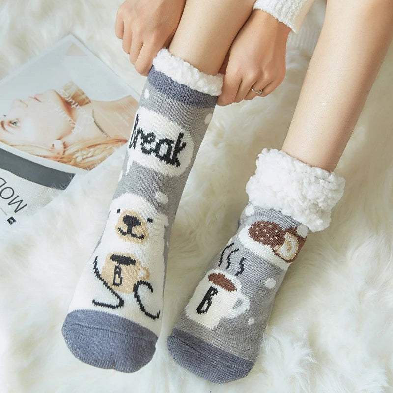 2023 New Cute Warm Socks Thicken Plus Cotton Winter Women Socks Christmas Kawaii Stocking Xmas Gift Home Floor Room Funny Sock