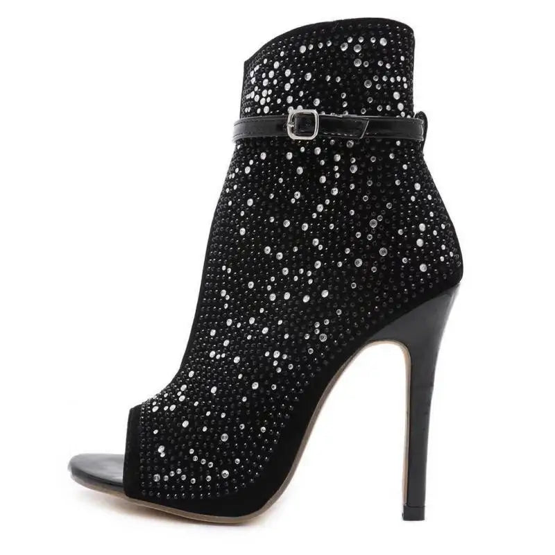 2023 Women Pumps Ankle Crystal High Heels Heel Black Shoes Straps Pumps Ladies Party Sandals Zapatillas Mujer Zapatillas Mujer