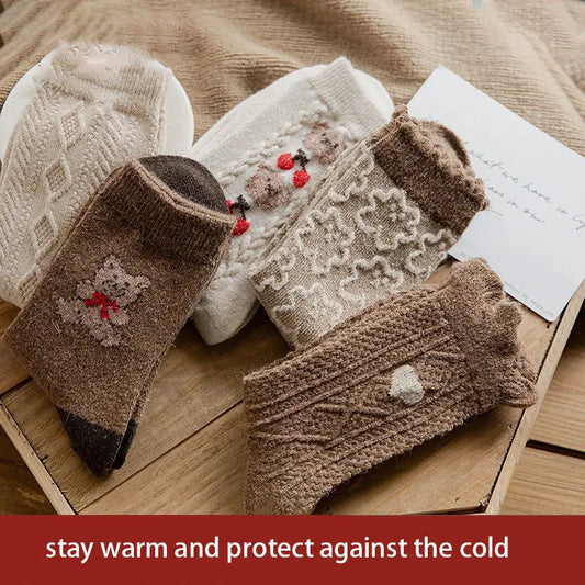 2024 New Year Women'S Winter Wool Warm Socks Cute Female Thick Thermal Animal Xmas Socks Hot Sale Christmas Home Gift Sock